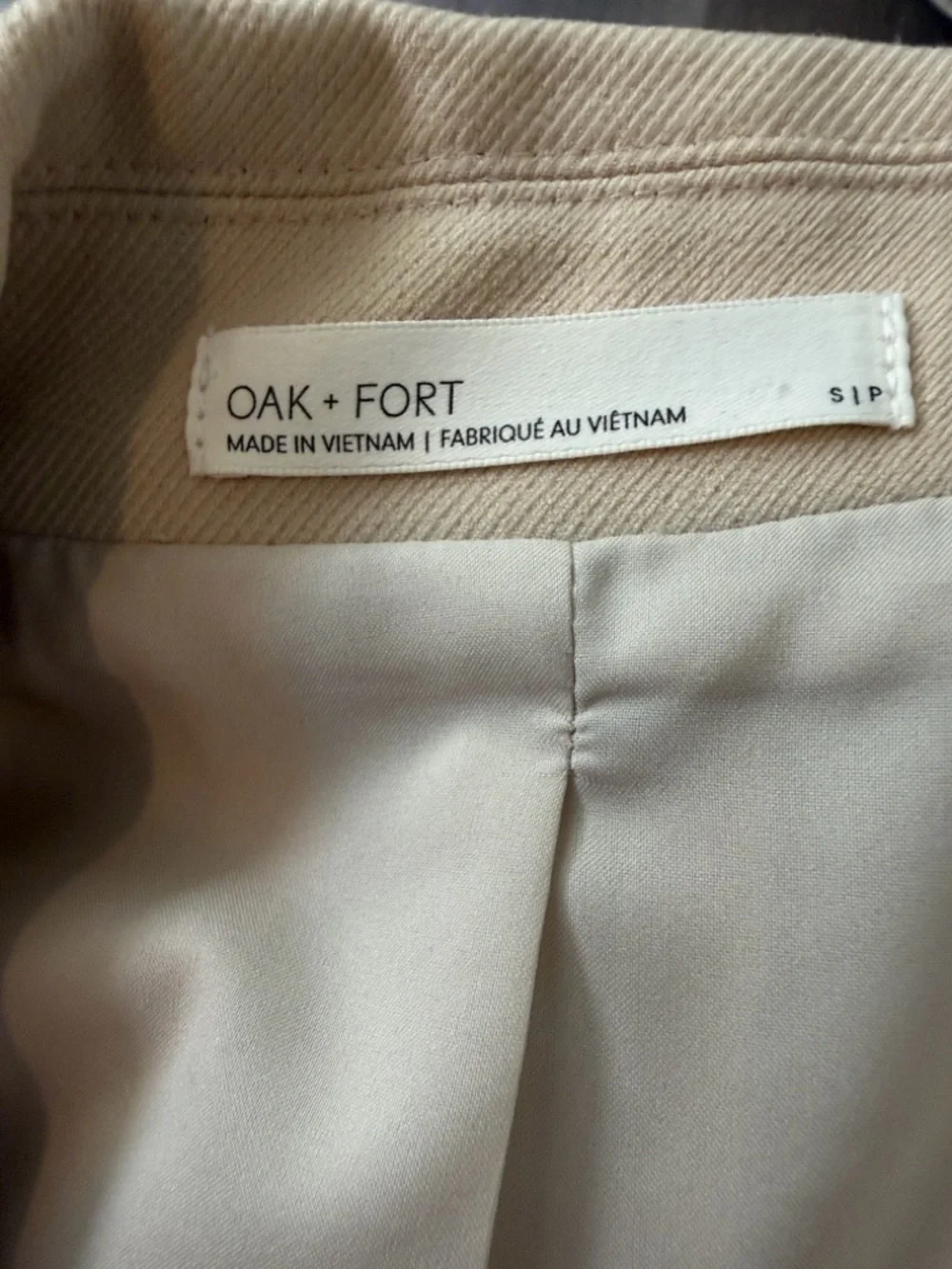 OAK + FORT Cropped Cream Blazer Jacket - Picture 5 of 6